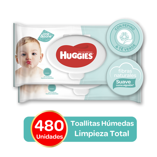 Combo Toallitas Húmedas Huggies One&Done, 480uds