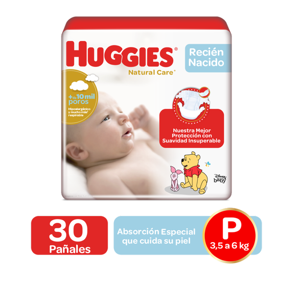 Pañales Huggies Natural Care Etapa 1, 30uds