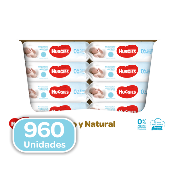 Combo Toallitas Humedas Puro y Natural, 960uds