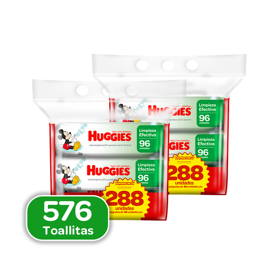 Combo Toallitas Húmedas Limpieza Efectiva, 576uds