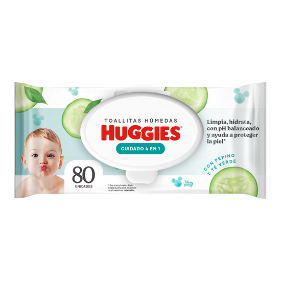 Toallitas Húmedas Huggies Cuidado 4 en 1, 80uds