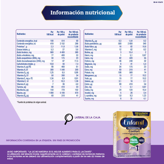 Alimento lácteo Enfamil Confort Promental 1650 g