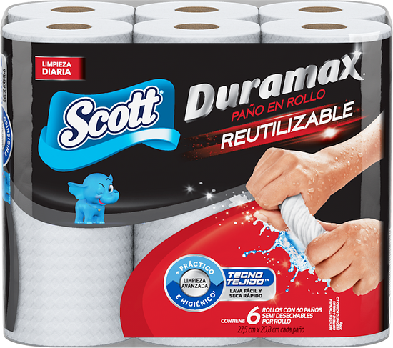 Toalla Reutilizable Scott Duramax 60H, 6 Rollos.