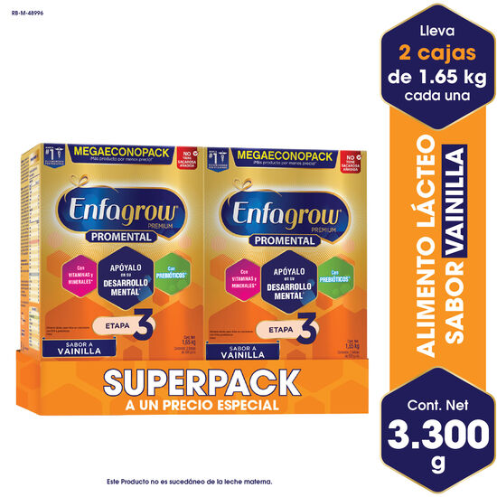 Combo Alimento lácteo Enfagrow Premium Promental Vainilla Etapa 3, 3300g