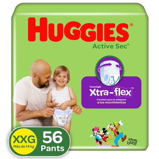 Pants Huggies Active Sec Xtra-Flex Etapa 5/XXG, 56 uds