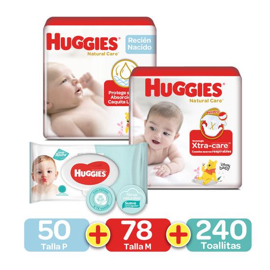 Kit Pañales Etapa 1, 50uds+Pants Etapa 2, 78uds+Toallitas Húmedas 240uds