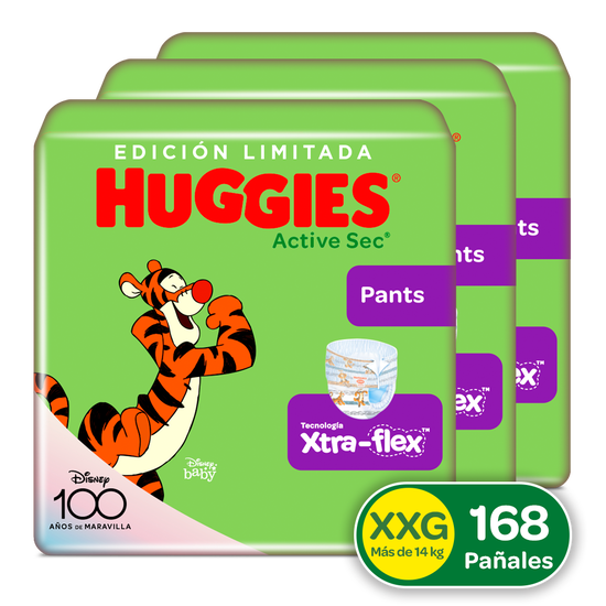 Combo Pants Huggies Active Sec  Etapa  5/XXG,  168 uds (Edición Limitada)