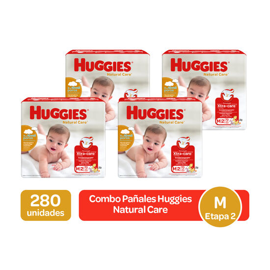 Combo Pañales Huggies Natural Care Xtra-Care Etapa 2/M, 280uds