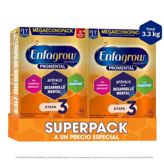Combo Alimento lácteo Enfagrow Premium Promental Etapa 3, 3300g