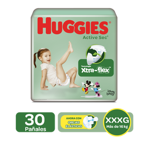 Pañales Huggies Active Sec Etapa 6/XXXG, 30uds