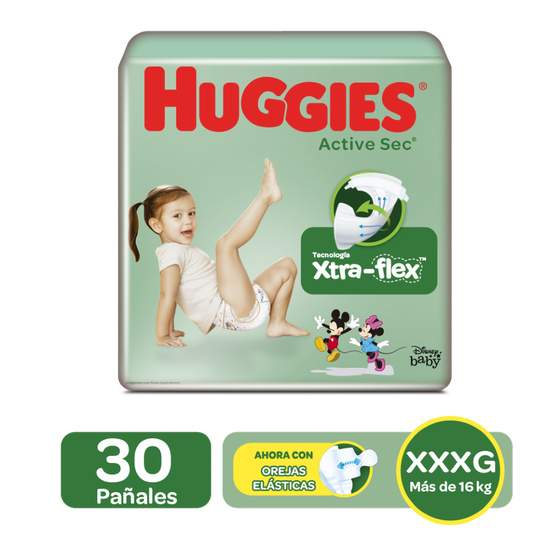Pañales Huggies Active Sec Etapa 6/XXXG, 30uds