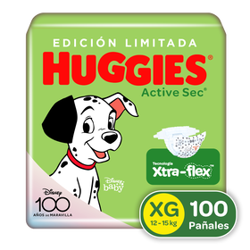 Pañales Huggies Active Sec Etapa 4/XG, 100 Uds. (Edición Limitada)