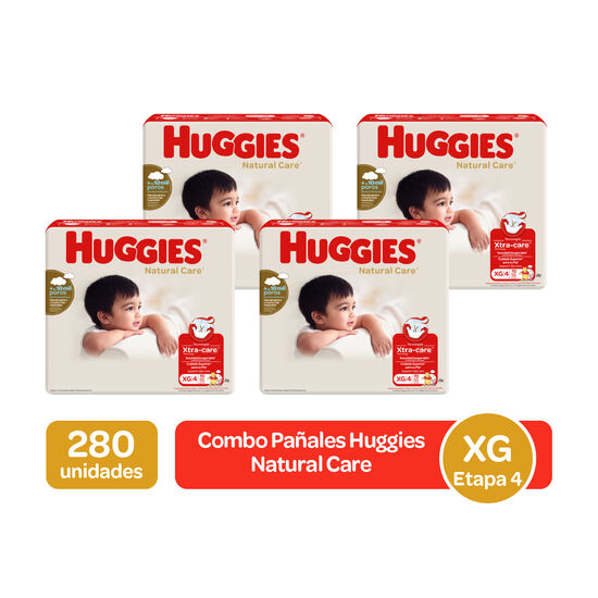 Combo Pañales Huggies Natural Care Xtra Care Etapa 4/XG, 280uds