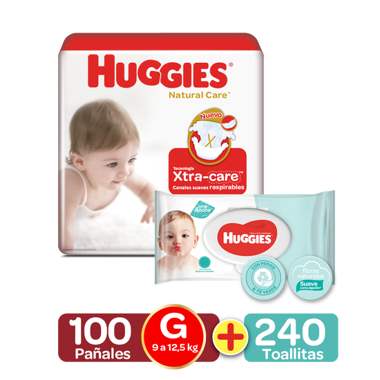Combo Pañales Etapa 3, 100uds+Toallitas Húmedas 240uds