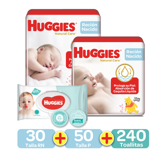 Kit Pimeros 100 Días: Pañales Etapa 0, 30uds+Pañales Etapa 1, 50uds+Toallitas Húmedas 240uds